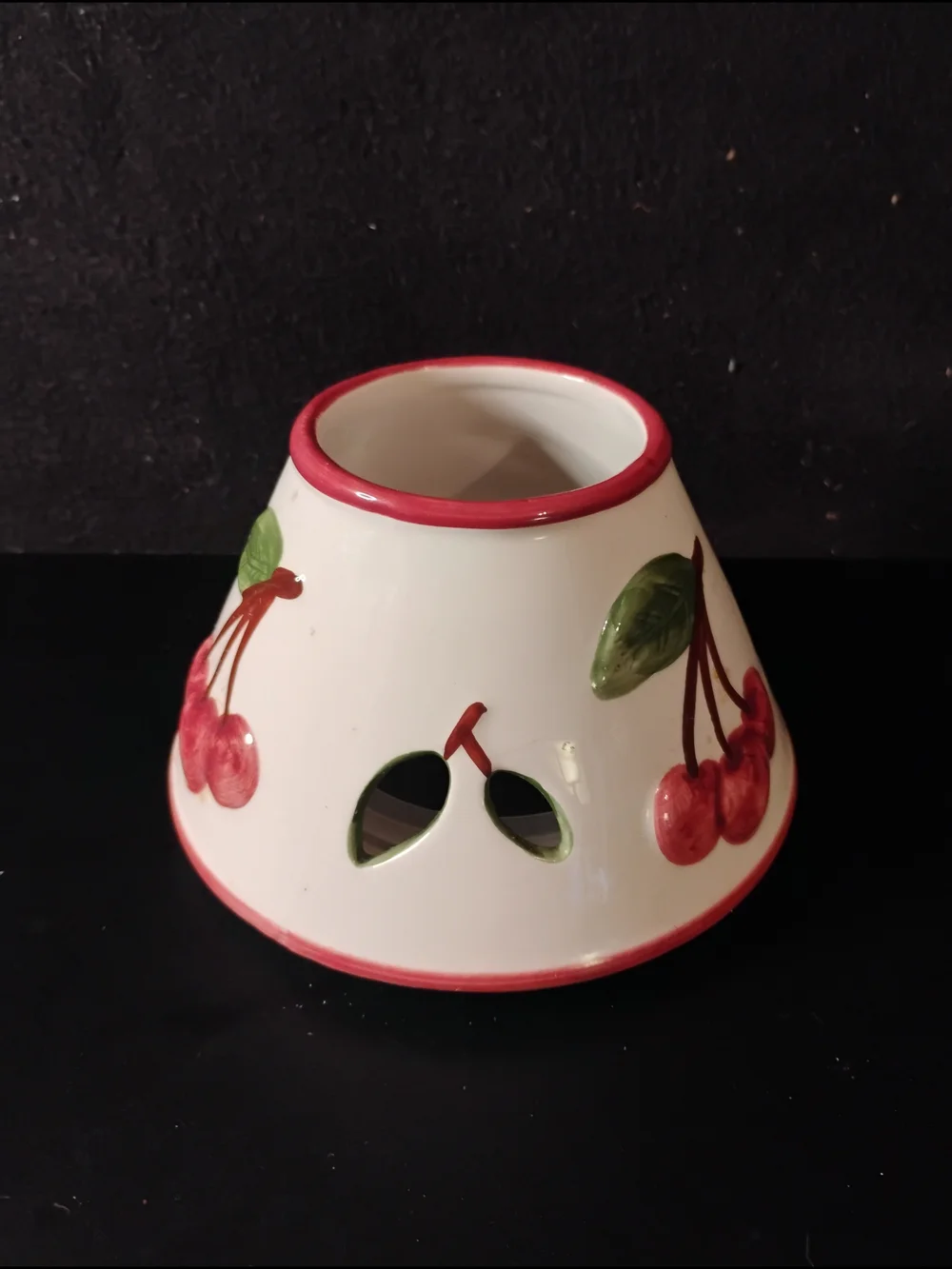 Vintage Ceramic Cherry Motif Candle Holder Topper